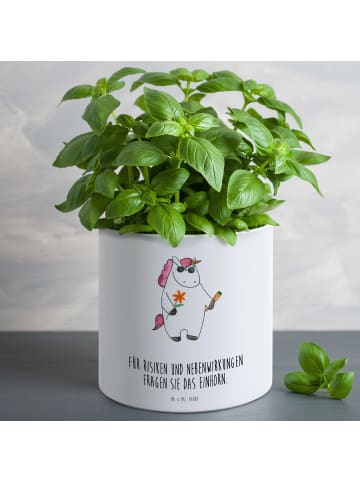 Mr. & Mrs. Panda Blumentopf Groß Einhorn Woodstock mit Spruch in Weiß