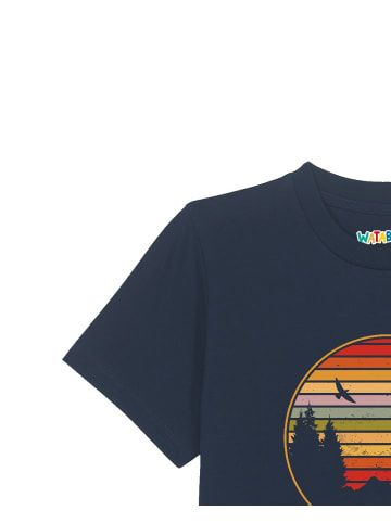 wat? Apparel T-Shirt Sunset Berge & Tannen in Dunkelblau