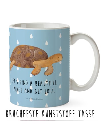 Mr. & Mrs. Panda Mehrwegbecher Schildkröte MHerzieren mit Spruch in Blau Pastell