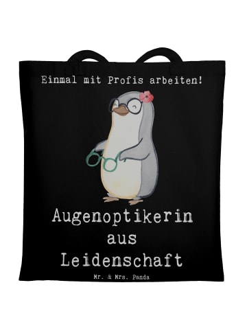 Mr. & Mrs. Panda Beutel Augenoptikerin Leidenschaft mit Spruch in Schwarz