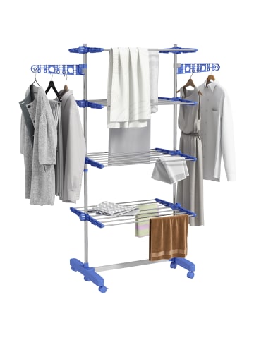 HOMCOM Wäscheständer-142L x 55B x 172H cm-Blau