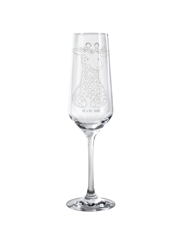 Mr. & Mrs. Panda Sektglas Giraffe Blumenkranz ohne Spruch in Transparent
