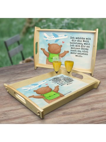 Mr. & Mrs. Panda Dekotablett Bär Flugzeug Design mit Spruch in Weiß