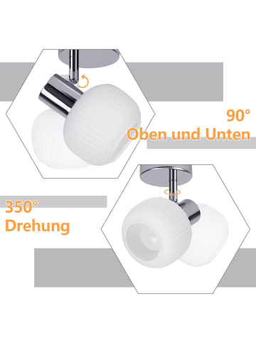 ZMH Deckenleuchte in Weiß 1-flammige E14 Glas Morden schwenkbar Deckenspots