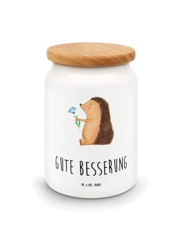 Mr. & Mrs. Panda Vorratsglas Igel Blumen mit Spruch in Weiß