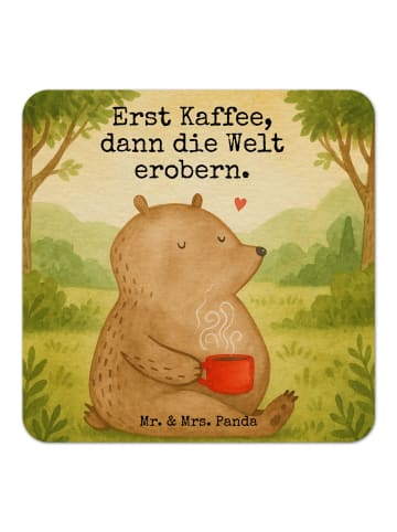 Mr. & Mrs. Panda Bierdeckel Bär Kaffee Design mit Spruch in Weiß