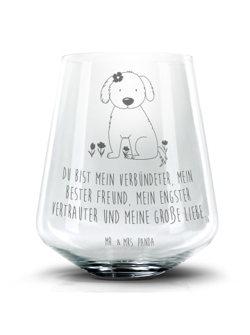 Mr. & Mrs. Panda Blümchentail Glas Hund Dame mit Spruch in Transparent