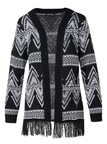 KOROSHI Offene Damen-Cardigan aus Jacquard-Strick in SCHWARZ