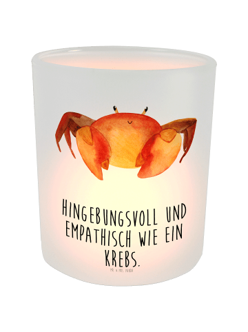 Mr. & Mrs. Panda Kerzenhalter Sternzeichen Krebs mit Spruch in Transparent