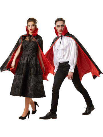 tectake Vampirumhang Fledermaus Zweifarbiger Umhang zum Schnüren, schwarz/rot
