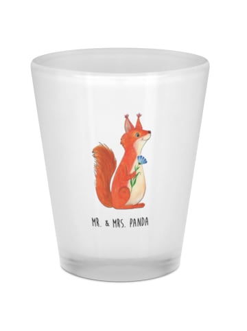 Mr. & Mrs. Panda Schnapsglas Eichhörnchen Blume ohne Spruch in Transparent