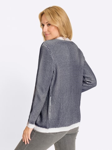 Sieh an! Strickjacke in dunkelblau-ecru-gemustert
