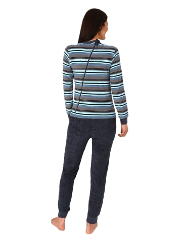 NORMANN Pflegeoverall Frottee langarm Reissverschluss - 88417 in blau