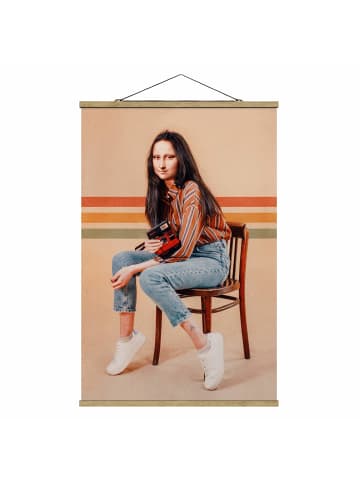 WALLART Stoffbild mit Posterleisten - Jonas Loose - Retro Mona Lisa in Orange
