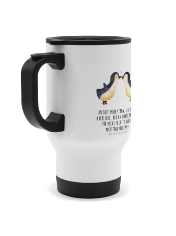 Mr. & Mrs. Panda Thermobecher Pinguin Liebe mit Spruch in Weiß