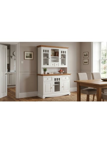 Feldmann-Wohnen Buffetschrank Belluno Elegante weiß lackiert / gebeizt Eiche 130 / 45 / 190cm