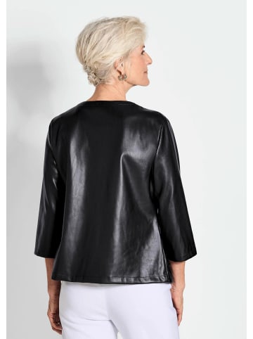 GOLDNER Kurzgröße:  Kurzjacke in Lederoptik, Lochstickerei in schwarz