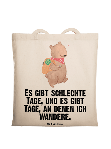 Mr. & Mrs. Panda Tragetasche Bär Wandern mit Spruch in Creme