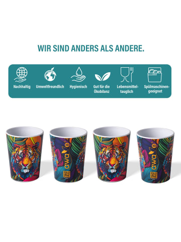 Stoneline Shotbecher 4 cl rPET Set 4-teilig, Eichstrich bei 2 cl und 4 cl in Multicolored