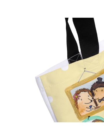Mr. & Mrs. Panda Tote Bag Igel Familie ohne Spruch in Gelb Pastell