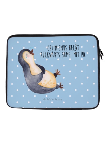 Mr. & Mrs. Panda Notebook Tasche Pinguin Lachen mit Spruch in Blau Pastell