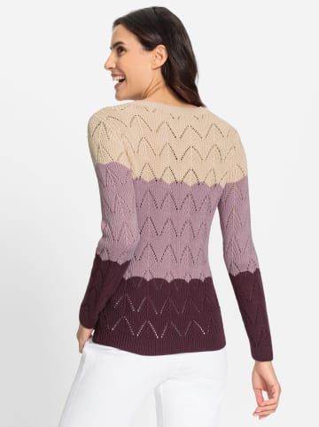 WITT WEIDEN Ajourpullover in burgund-mauve-gemustert