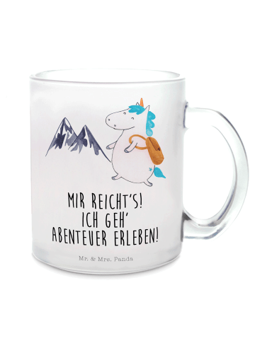 Mr. & Mrs. Panda Teeglas Einhorn Bergsteiger mit Spruch in Transparent