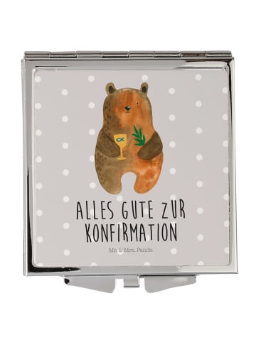 Mr. & Mrs. Panda Taschenspiegel Bär Konfirmation mit Spruch in Grau Pastell