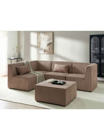 Beliani 5-tlg Modulsofa LEMVIG in Beige rechtsseitig