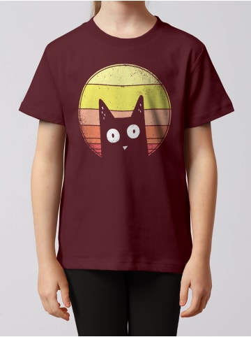 wat? Apparel T-Shirt Sunset Cat in Weinrot