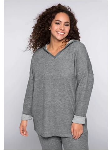 sheego Sweatshirt in dunkelgrau meliert