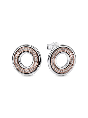 Pandora 925/- Sterling Silber und 14 Karat rosé vergoldete Metalllegierung Ohrstecker