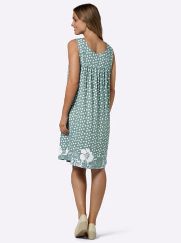 Sieh an! Jerseykleid in jade-weiß-bedruckt