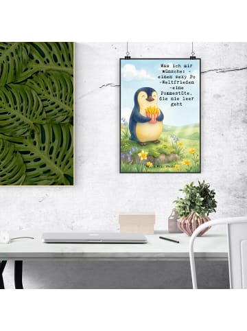 Mr. & Mrs. Panda Wanddeko Bild Pinguin Frühling Pommes Design mi... in Weiß