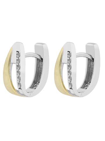 Adeliás Damen Ohrringe – Klappcreole aus 925 Silber mit Zirkonia in silber