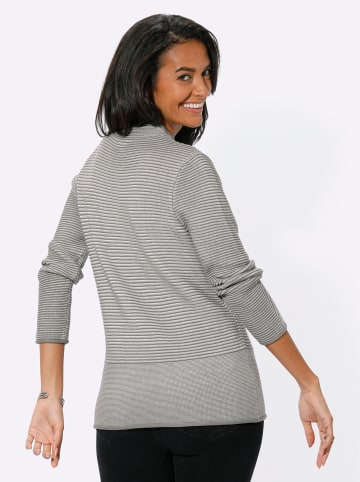 WITT WEIDEN Pullover in grau-ecru-geringelt