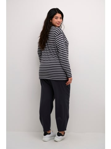 KAFFE curve Langarm-Shirt KCwinni Loose fit in Black Oyster/Ant. White Stripe