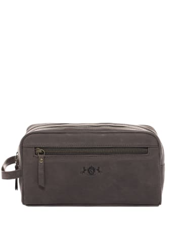 SID & VAIN Leder-Kulturtasche echt Leder Kulturtasche groß dark-braun in braun