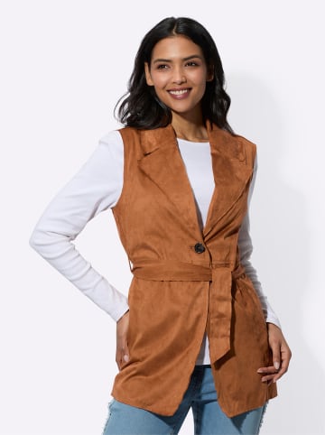 Sieh an! Velours-Weste in cognac