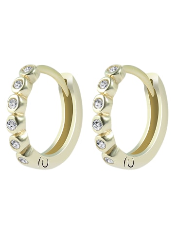 Adeliás Damen Ohrringe – Klappcreole aus 333 Gold mit Zirkonia in gold