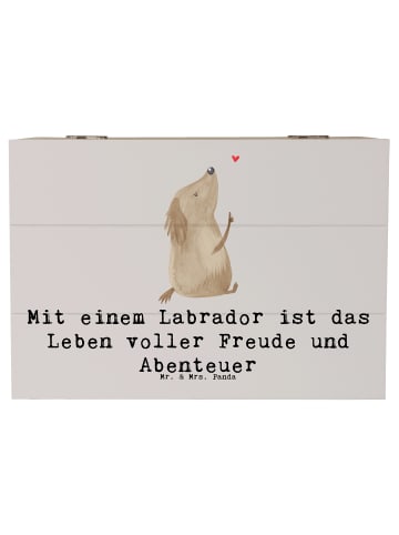 Mr. & Mrs. Panda Kiste Labradorleben mit Spruch in Grau Pastell