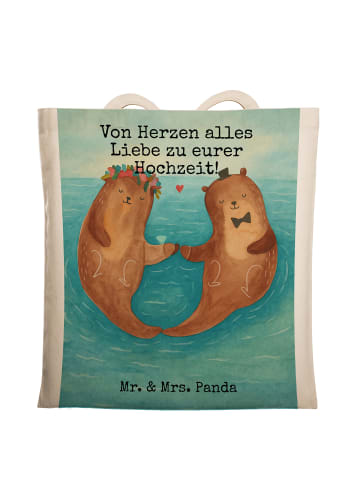 Mr. & Mrs. Panda Shopper Hochzeit Otter Design mit Spruch in Weiß