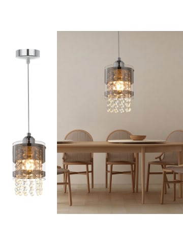 ZMH Pendelleuchte 1-flammige E27 in silber Kristall und Glas Modern Max.40W