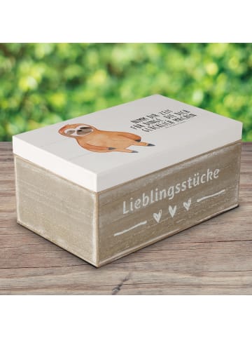 Mr. & Mrs. Panda Geschenkbox Faultier Zufrieden mit Spruch in Weiß