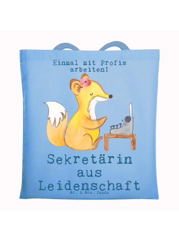 Mr. & Mrs. Panda Tote Bag Sekretärin Leidenschaft mit Spruch in Sky Blue