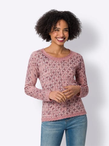 Heine Langarm-Pullover in rosenquarz-champagner-bedruckt