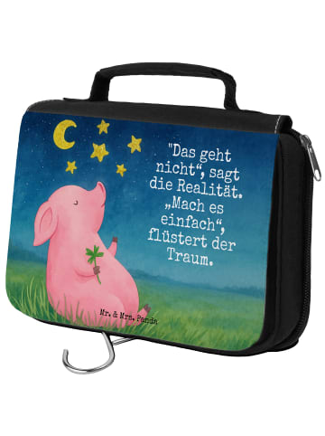 Mr. & Mrs. Panda Waschtasche Schwein Glück Design mit Spruch in Weiß