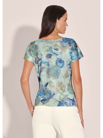 MADELEINE Modisches Strickshirt im Allover-Print in hellsalbeigrün / multicolor