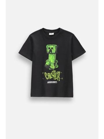Coccodrillo Baumwoll-T-Shirt mit kurzen Ärmeln in schwarz
