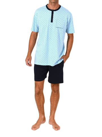 NORMANN Kurzarm Schlafanzug Shorty Pyjama print Übergrößen in marine